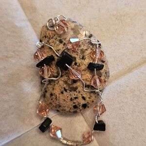 Elegant Black and Pink Stone  Eye Glass Pin